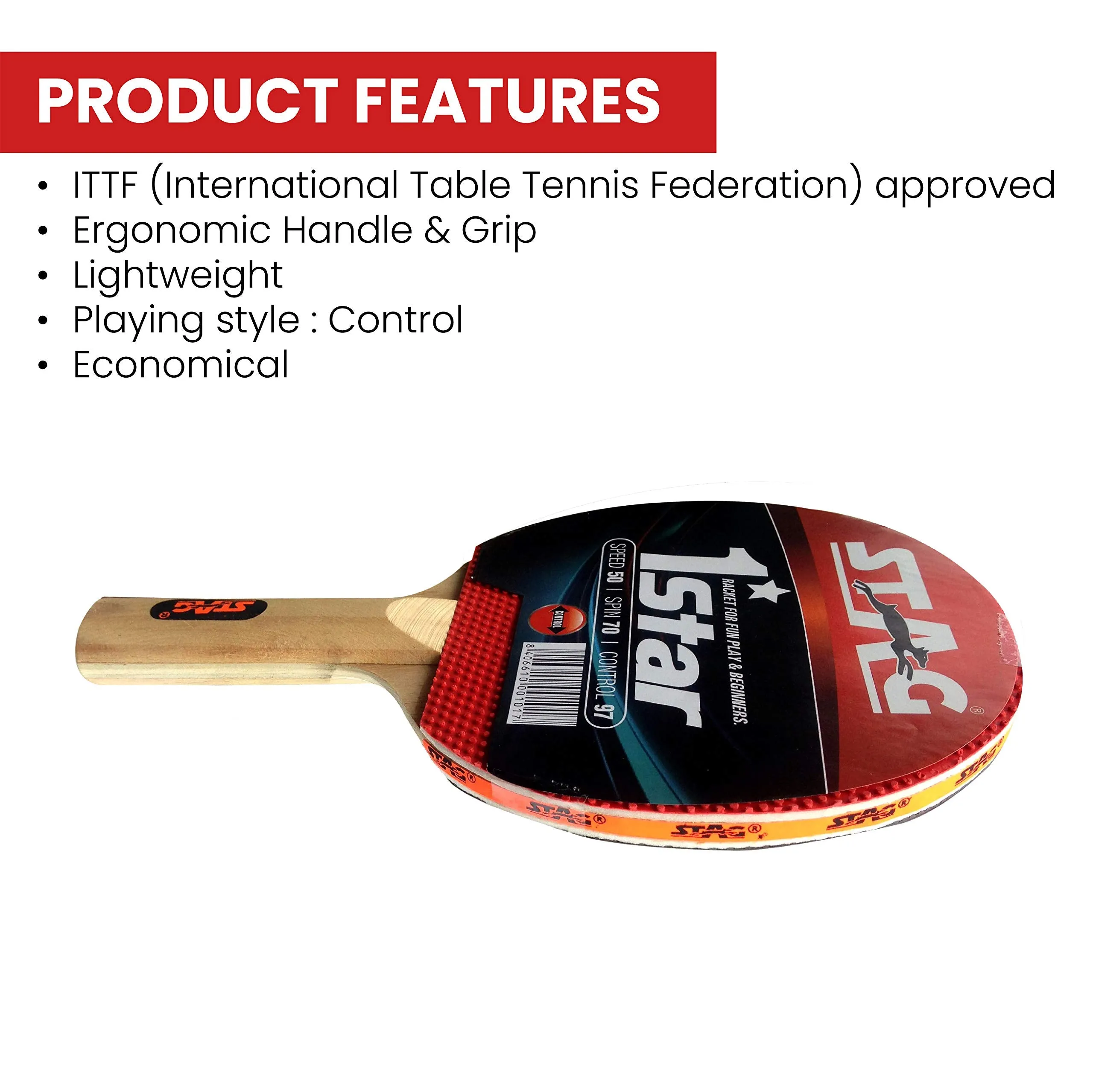 1 Star Table Tennis Racquet(Multi- Color | 148 Grams | Beginner)