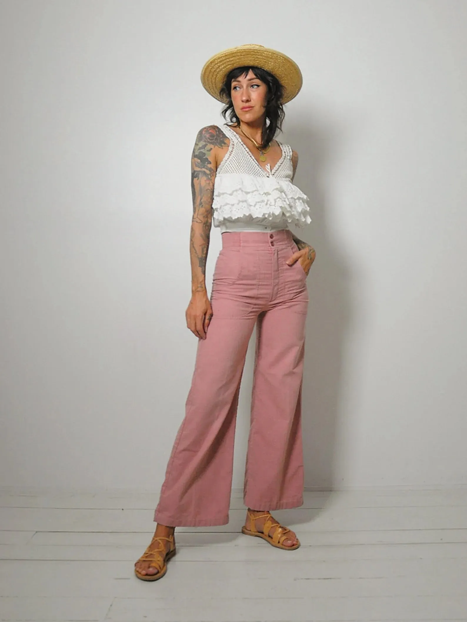 1970's Dusty Pink Flares 24x29