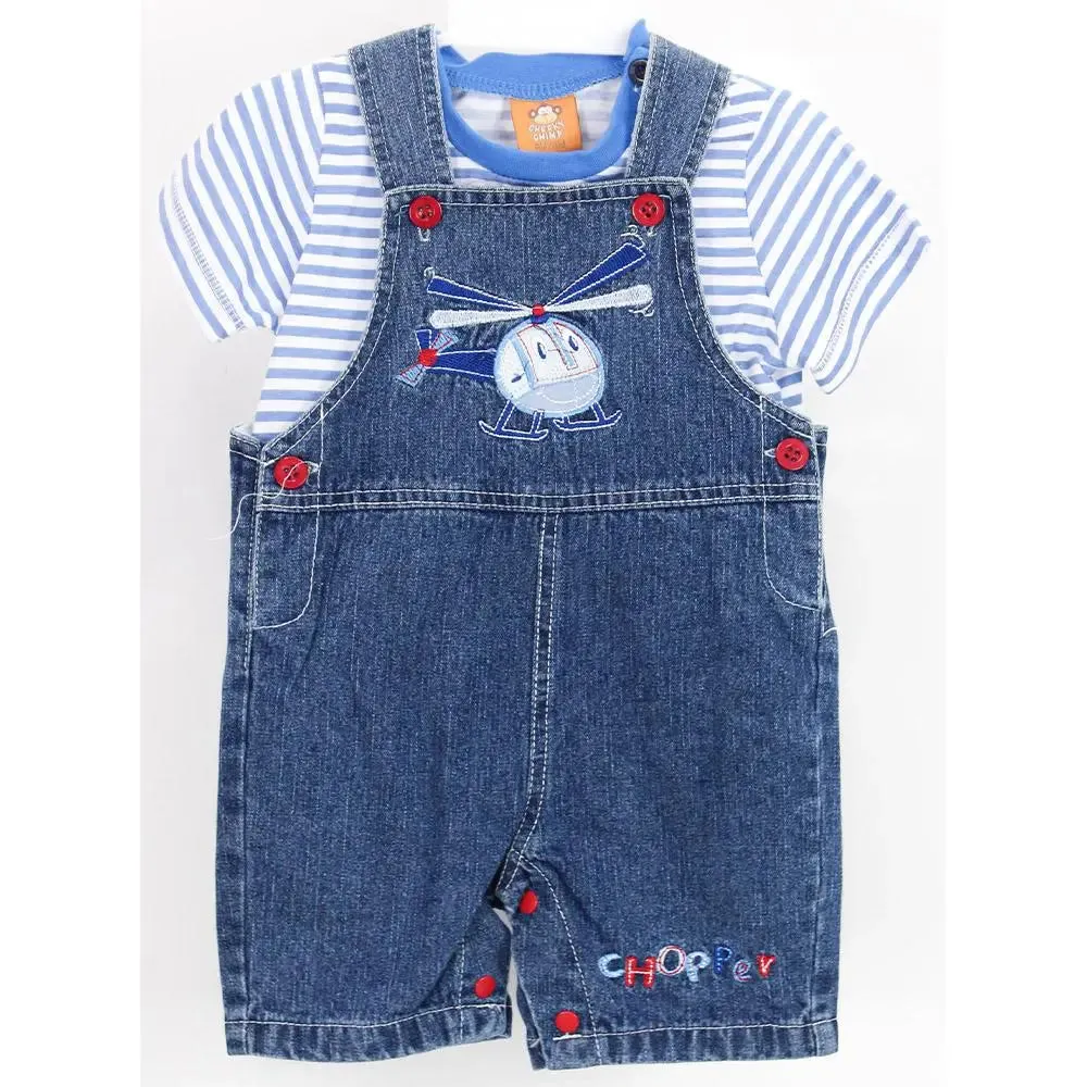 2-Piece Baby Denim Overall Blue Striped