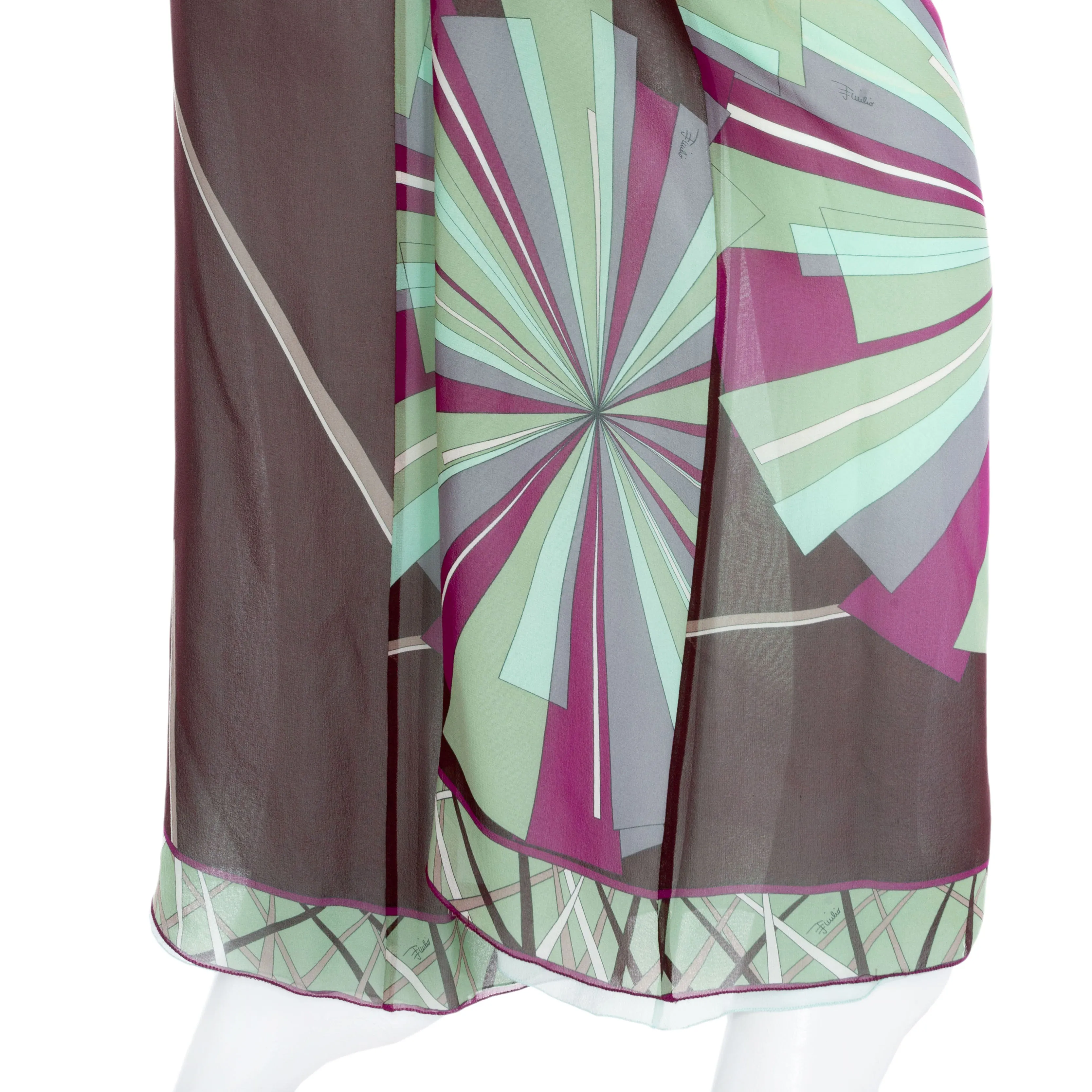 2002 Multicolored Silk Patterned Wide-Leg Pants