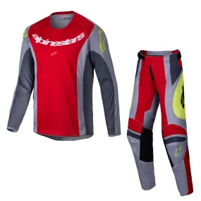 2025 Alpinestars Youth Racer Melt Bright Red Grey Kit Combo