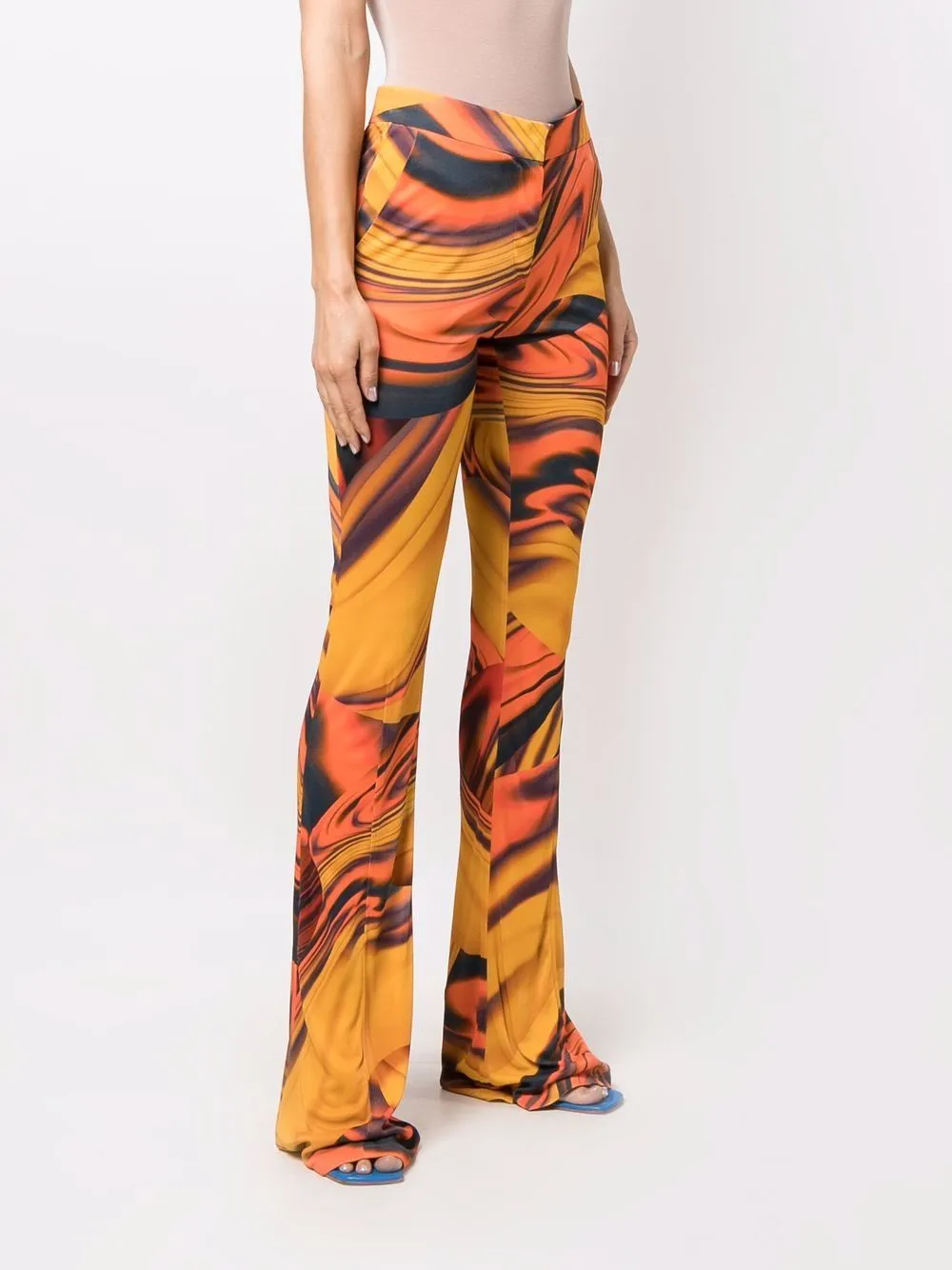 ABSTRACT-PRINT FLARED TROUSERS 317 ORN DES