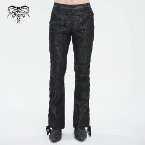 Black Flared Pants w/ Rubberized Court Printed Fabric Pattern