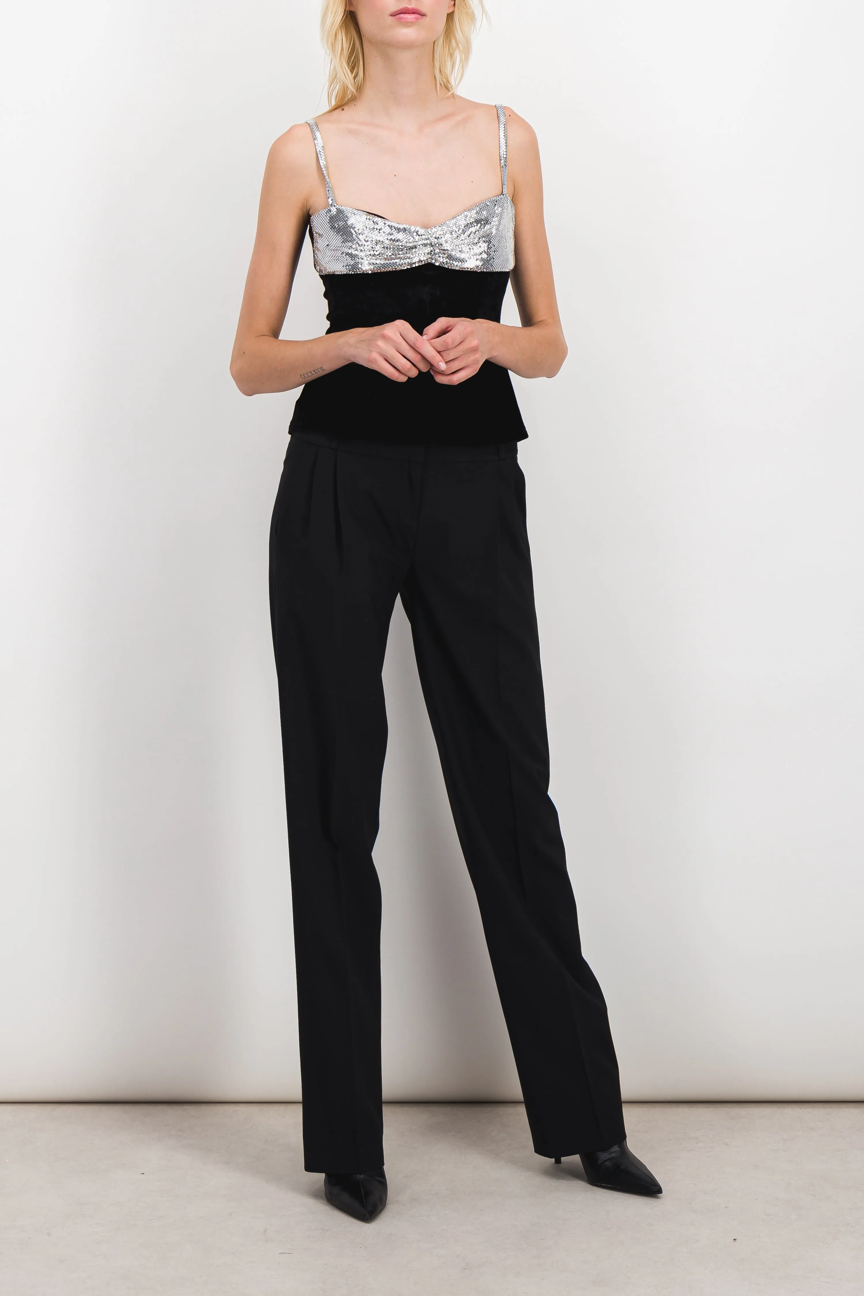 Black low rise loose tailored pants