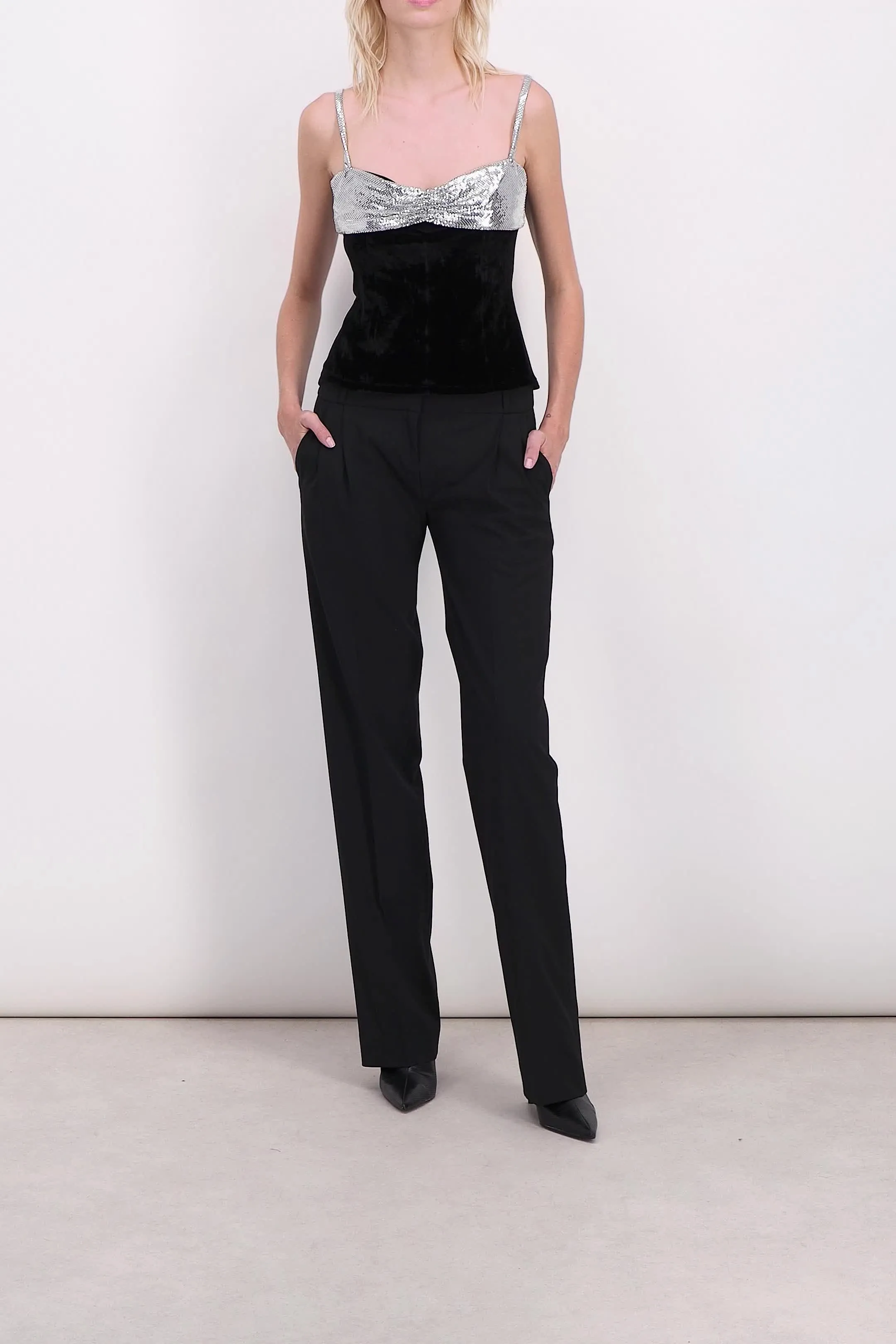 Black low rise loose tailored pants