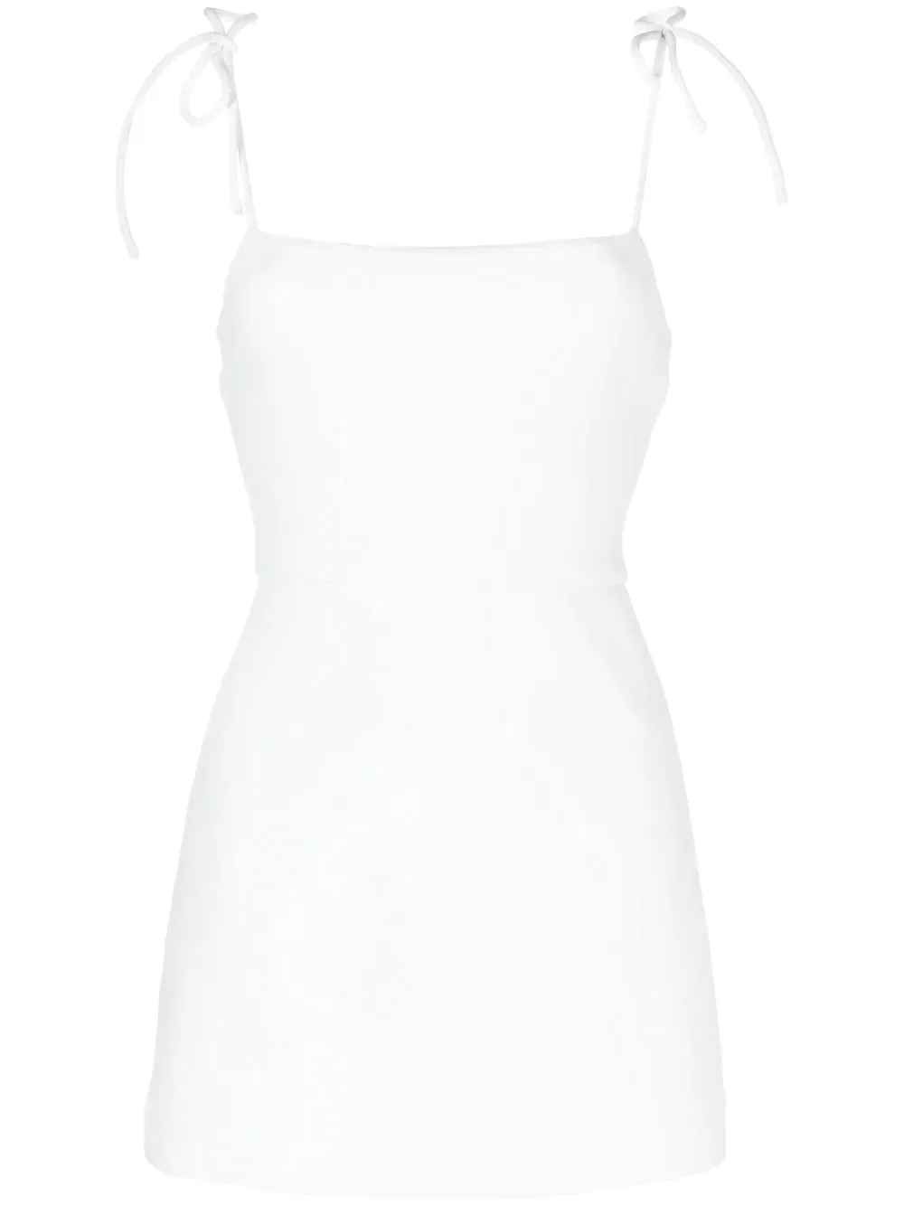 Bonded Shoulder Ties Dress - White