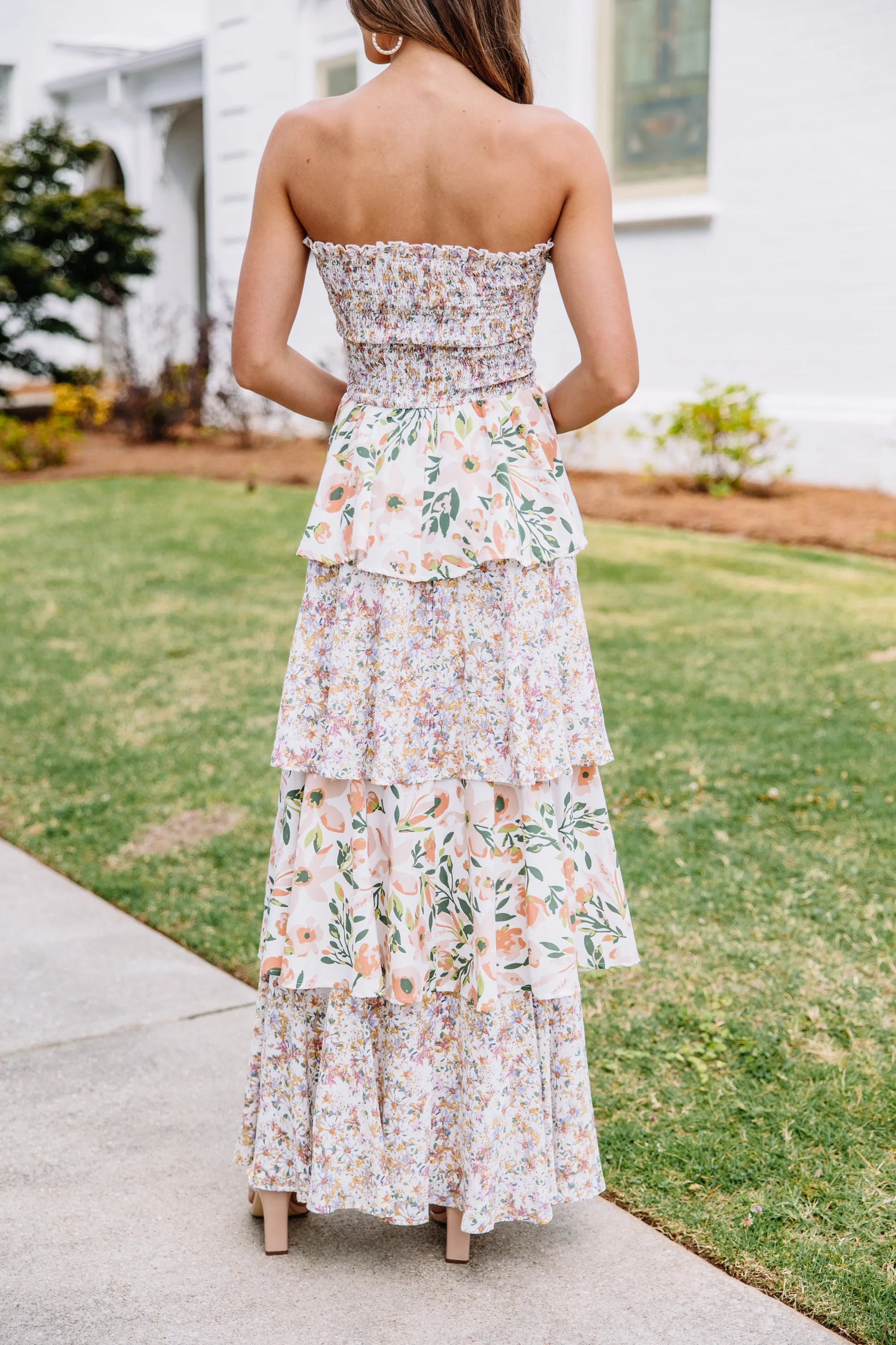 Call On You Cream White Floral Maxi Dress