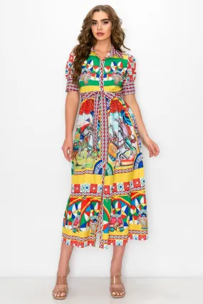 Carretto Print Maxi Dress-FINAL SALE-NOT ELIGIBLE FOR EXCHANGE OR REFUND