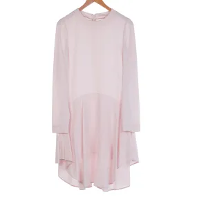 Chloe Designer Crepe Long Sleeve Flounce Short Dress Pale Pink UK Size 10