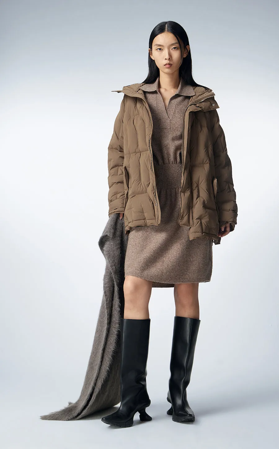 Coat / JNBY Asymmetric Hooded Down Coat