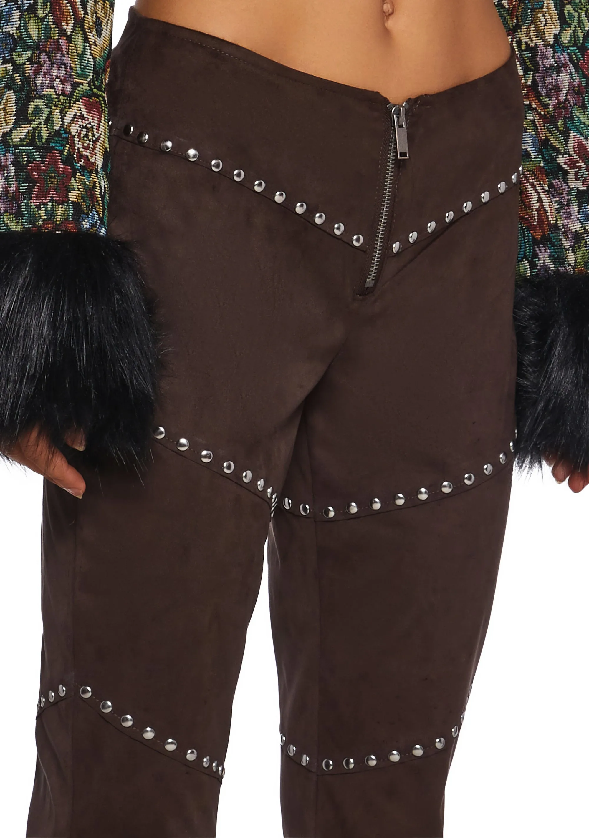 Coffee Backstage Babe Faux Suede Pants