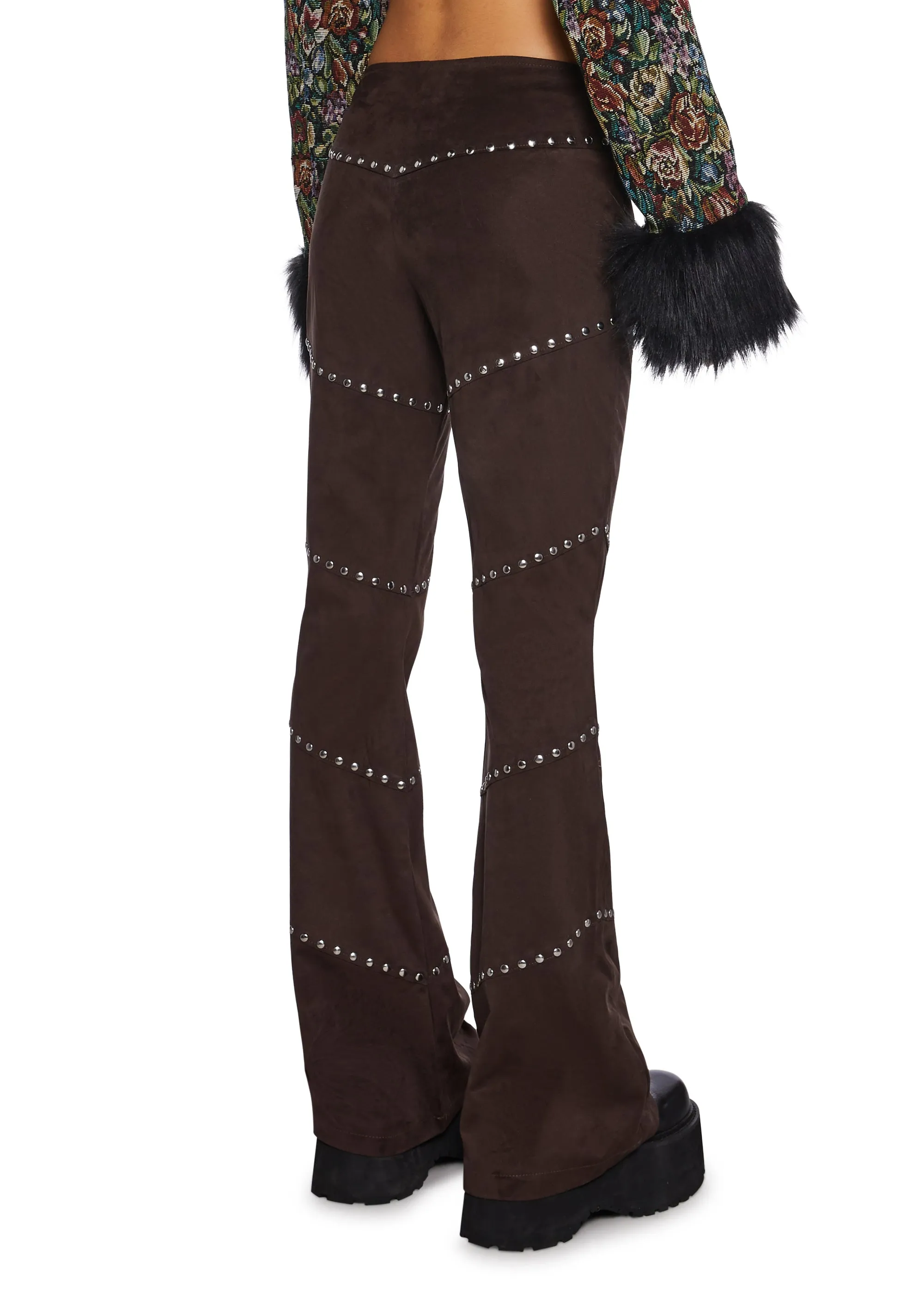 Coffee Backstage Babe Faux Suede Pants