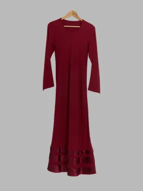 Comme des Garcons 1994 burgundy round neck frilled hem maxi dress