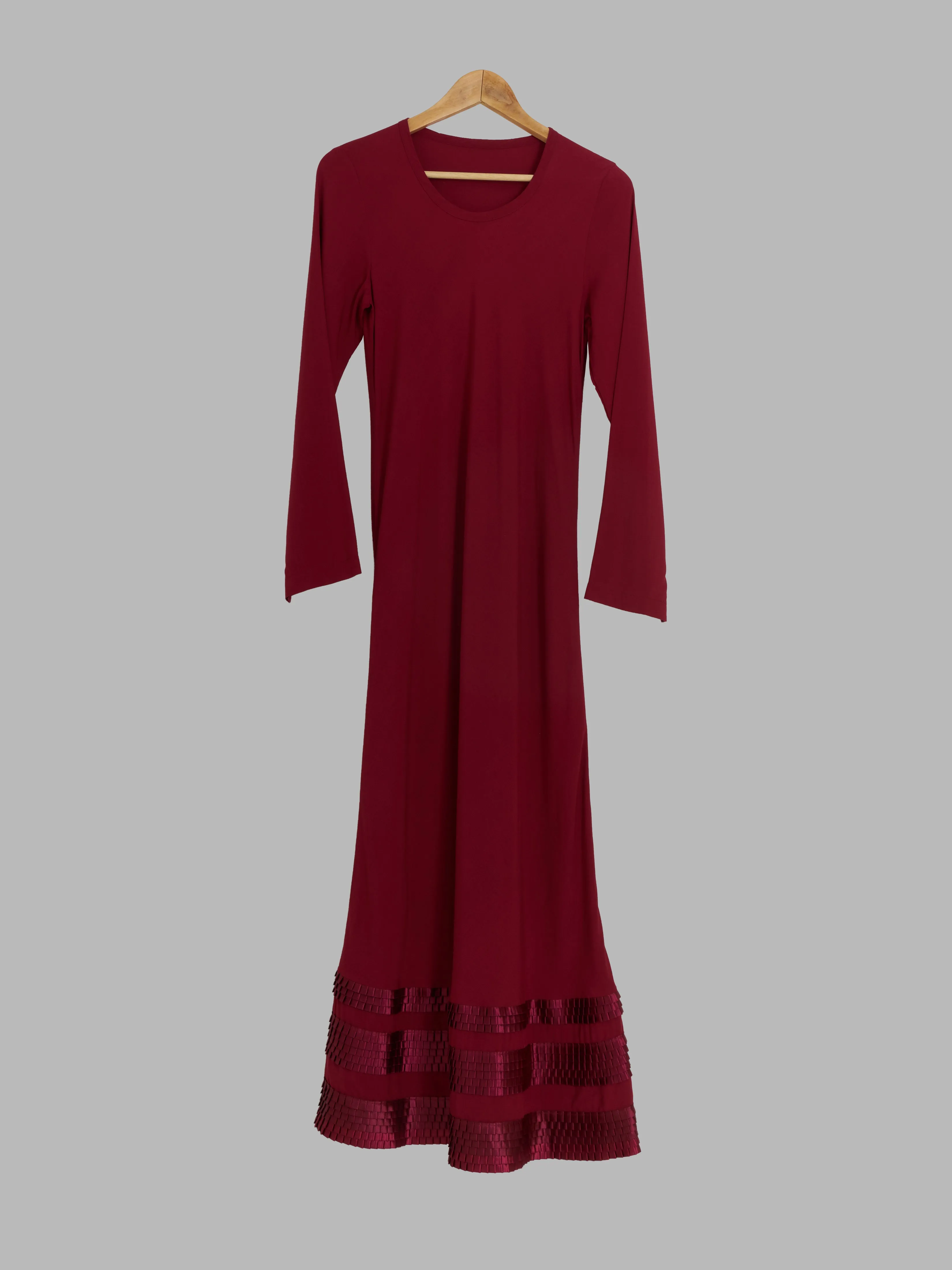 Comme des Garcons 1994 burgundy round neck frilled hem maxi dress