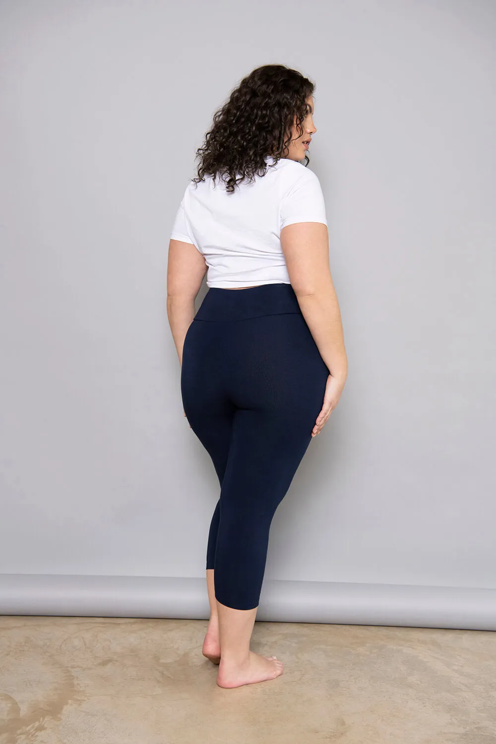 Cropped Lightweight Leggings - Navy