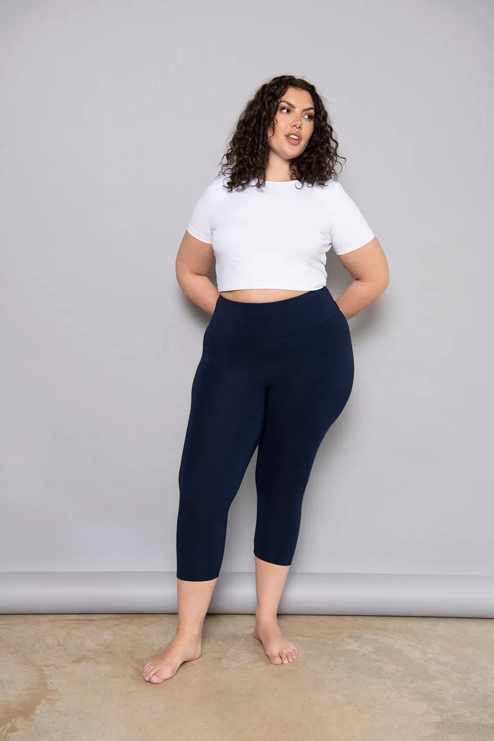 Cropped Lightweight Leggings - Navy