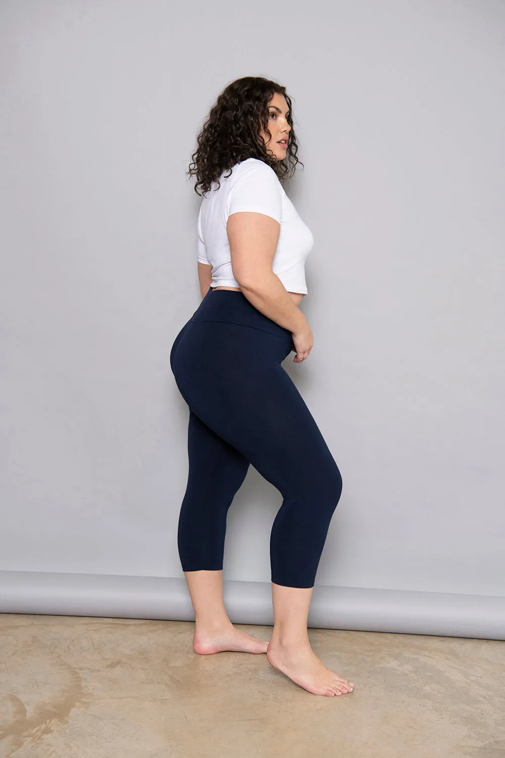 Cropped Lightweight Leggings - Navy