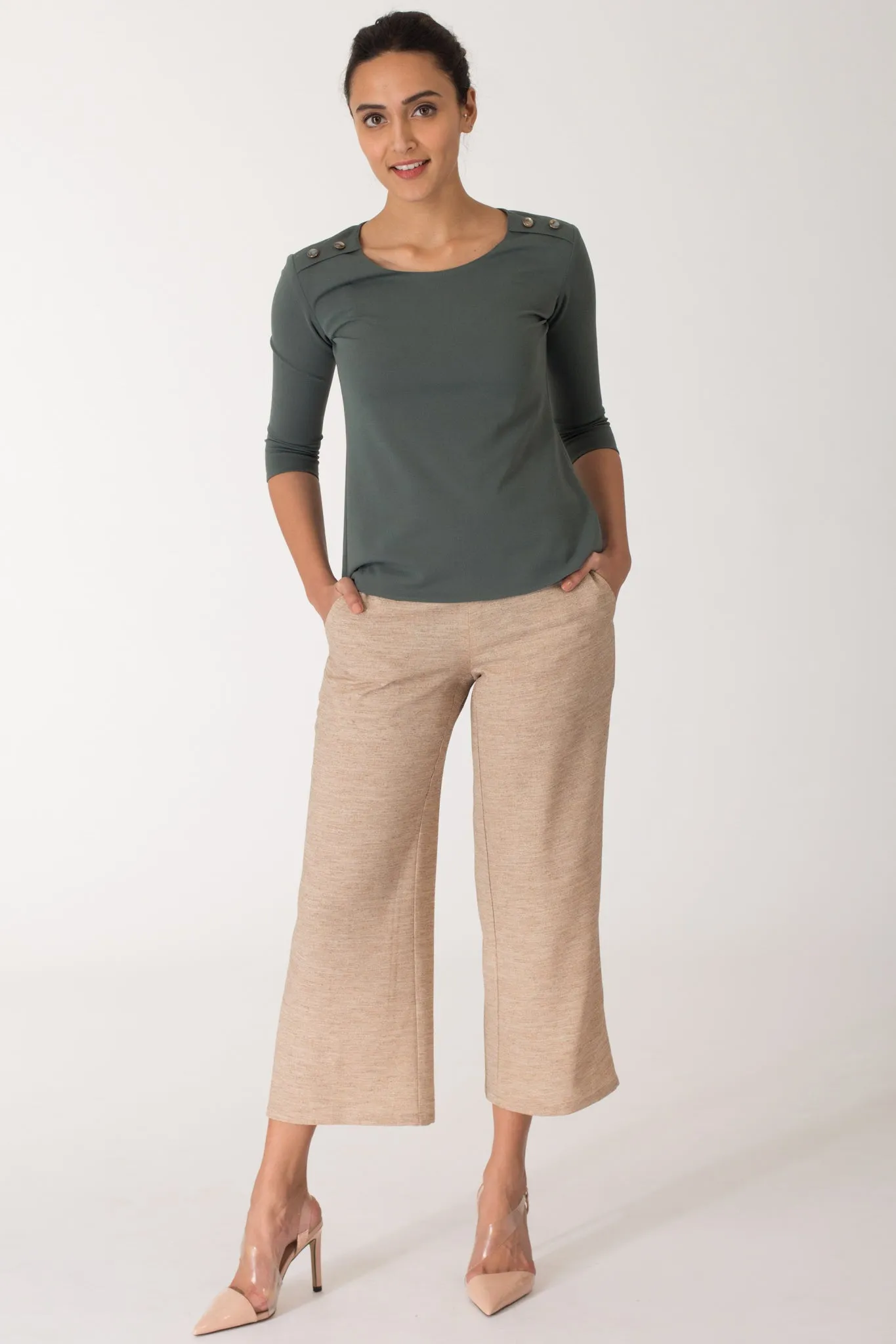 Desert Sand Lightweight Wide Leg Pants