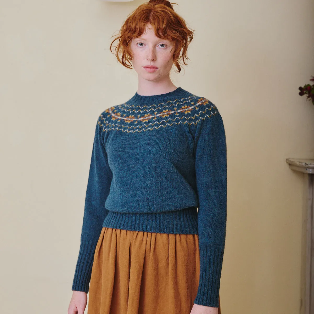 Fair Isle Crew Neck Jumper - Teal