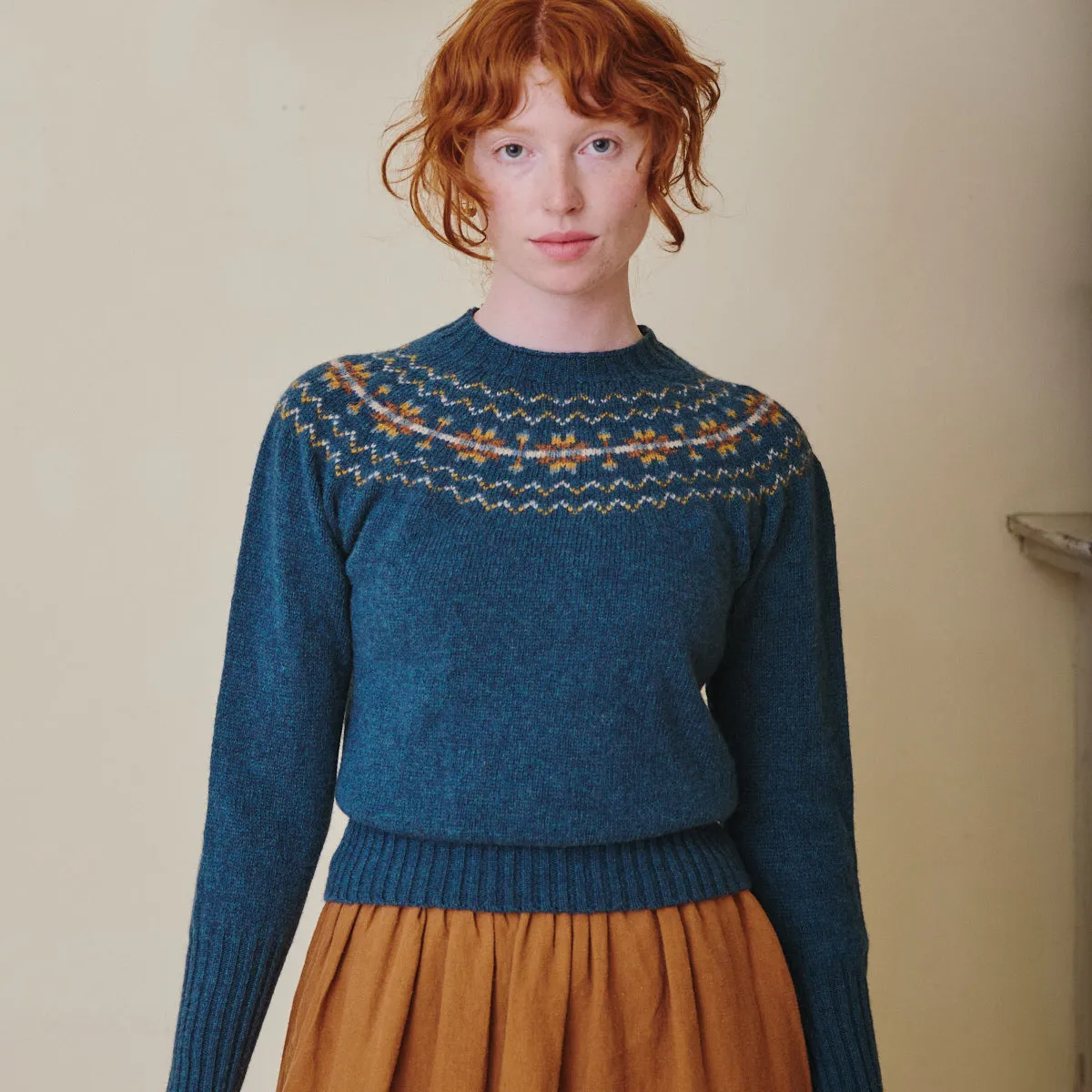 Fair Isle Crew Neck Jumper - Teal