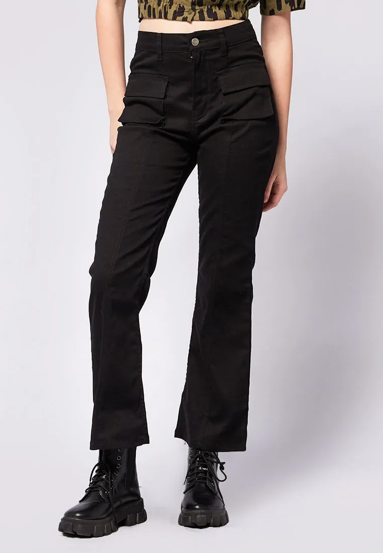 Flared Cargo Denim Pants