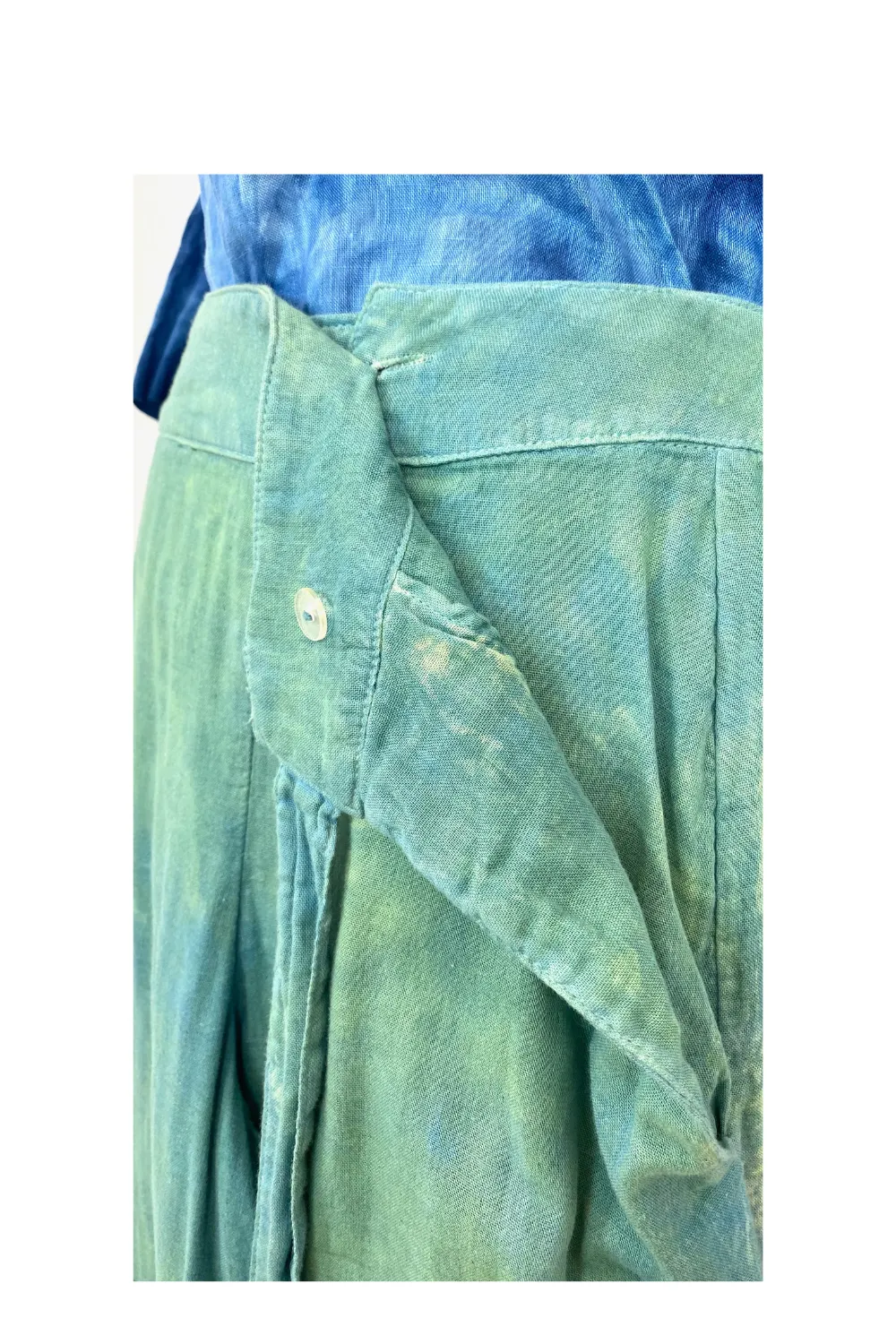 Flowy Lightweight Ida Pants in Green | Organic Cotton Double Gauze | Ombre