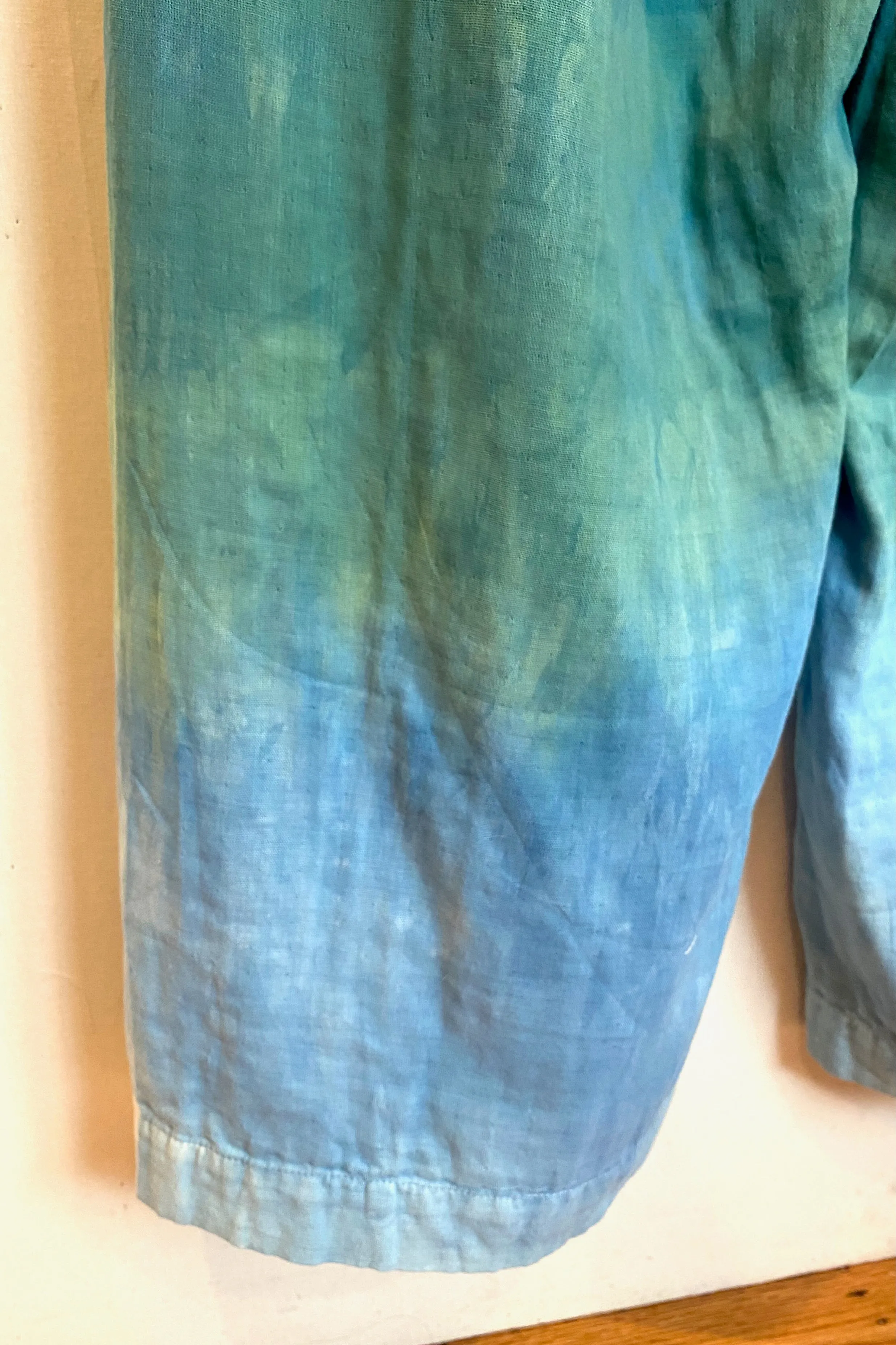 Flowy Lightweight Ida Pants in Green | Organic Cotton Double Gauze | Ombre