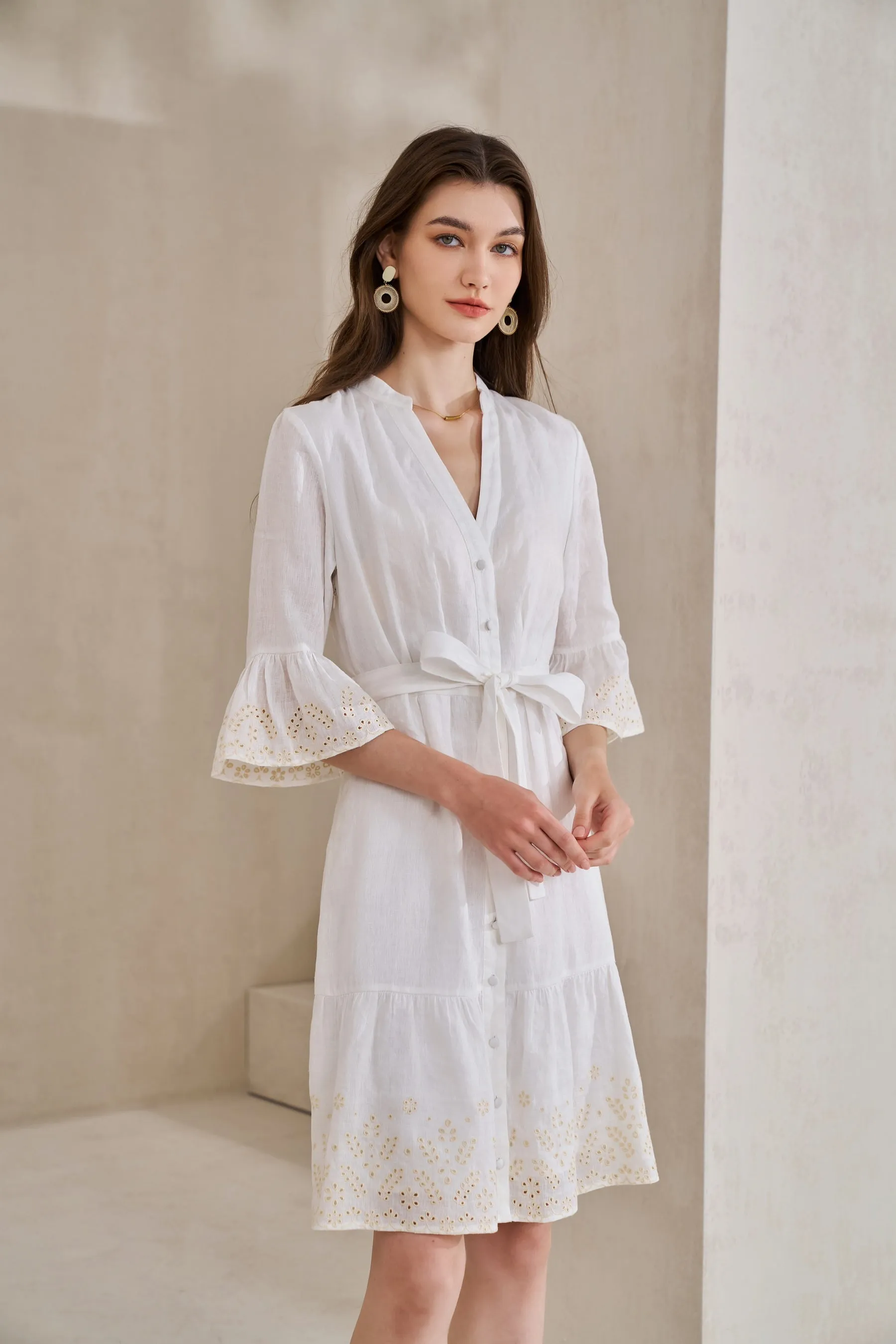 GDS Raven Linen Short Dress | White