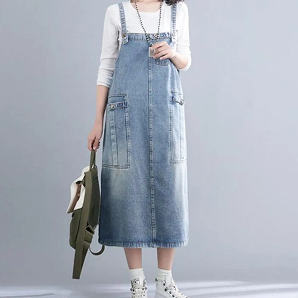 Good Vibes Denim Overall Dress