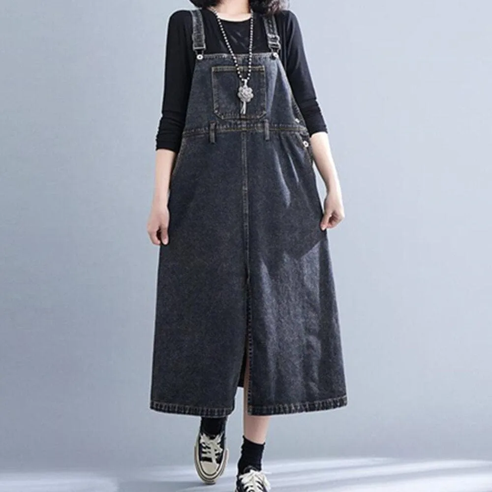 Good Vibes Denim Overall Dress