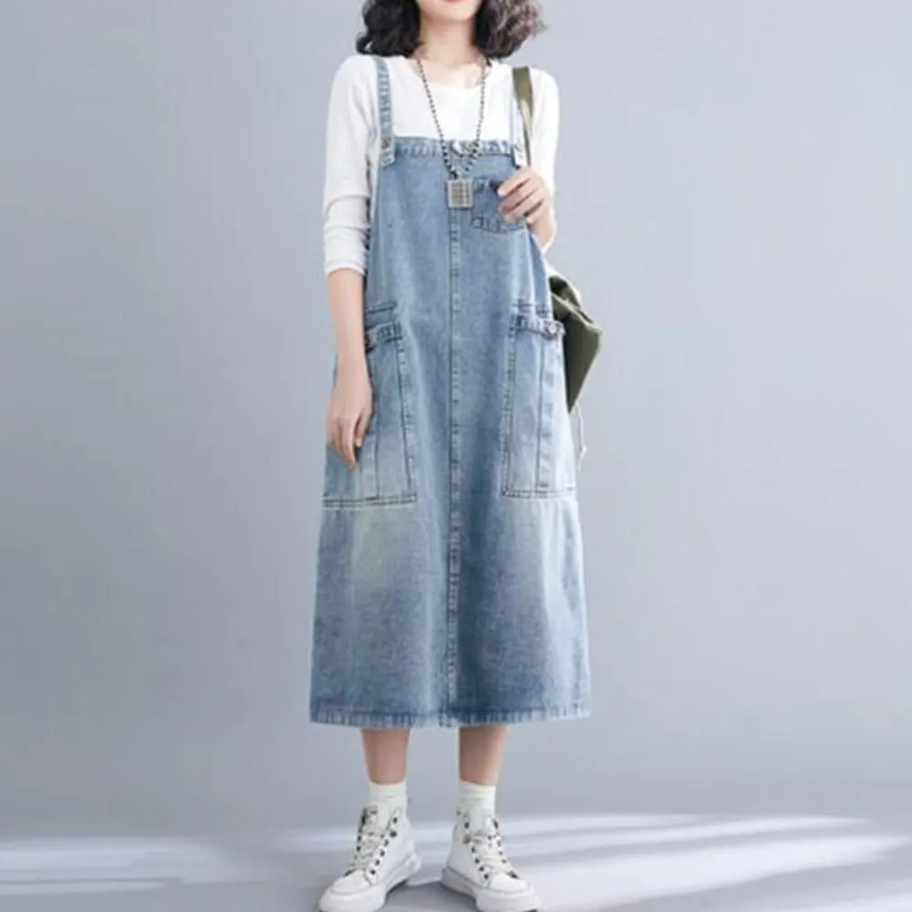 Good Vibes Denim Overall Dress