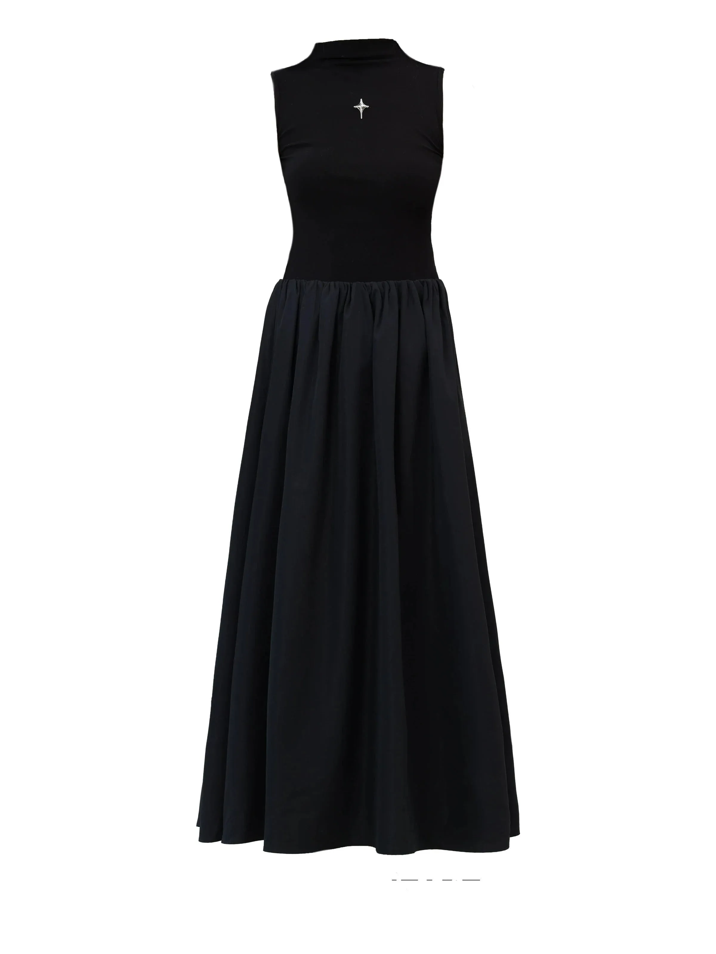 Gothic High-Neck Cross Embellished Maxi Dress