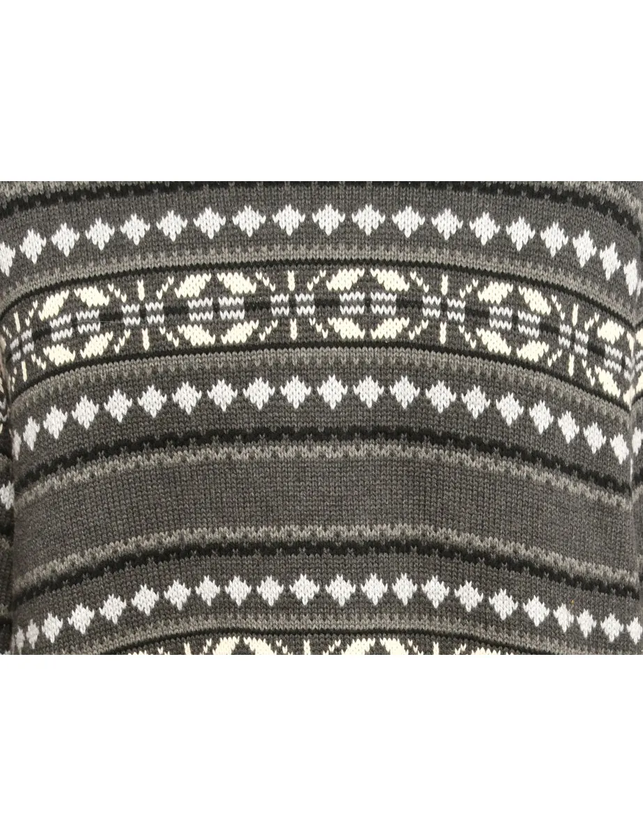 Grey Dockers Patterned Jumper - L