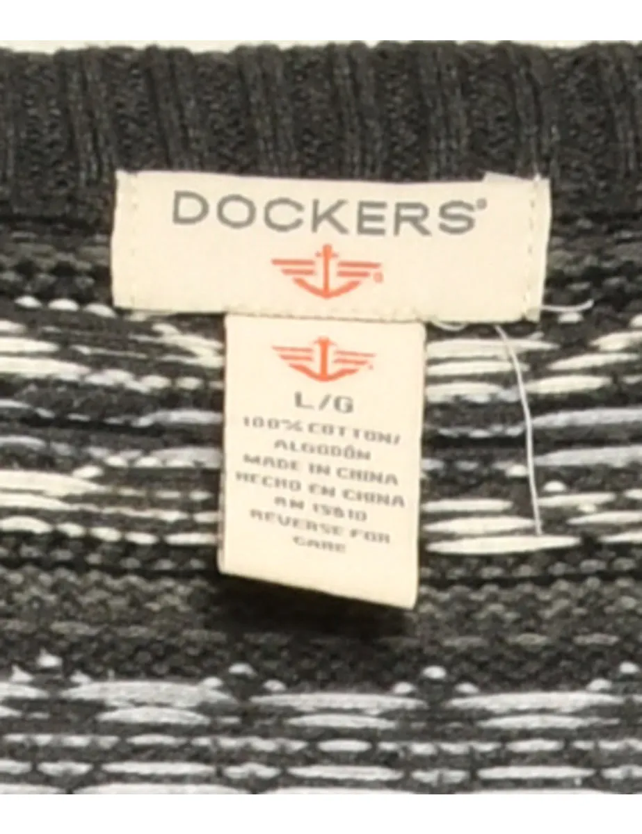 Grey Dockers Patterned Jumper - L