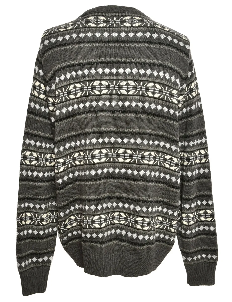 Grey Dockers Patterned Jumper - L