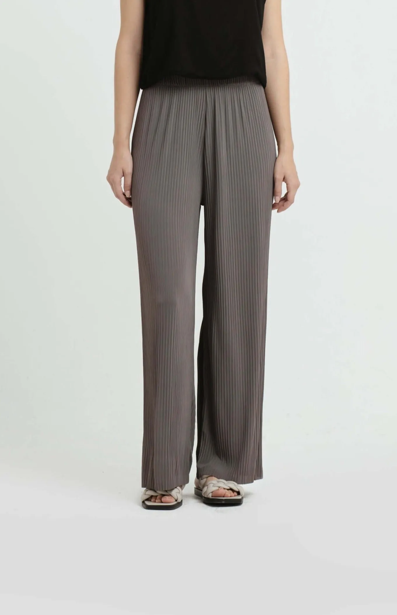 Grey Easy Pleated Pants