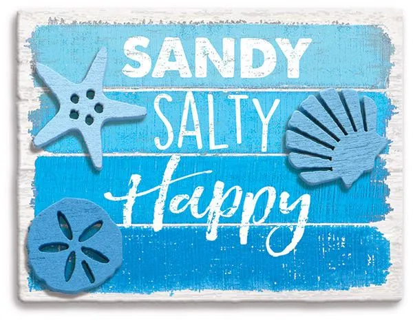 HANDCRAFTED MAGNET - SANDY SALTY HAPPY - LEWES