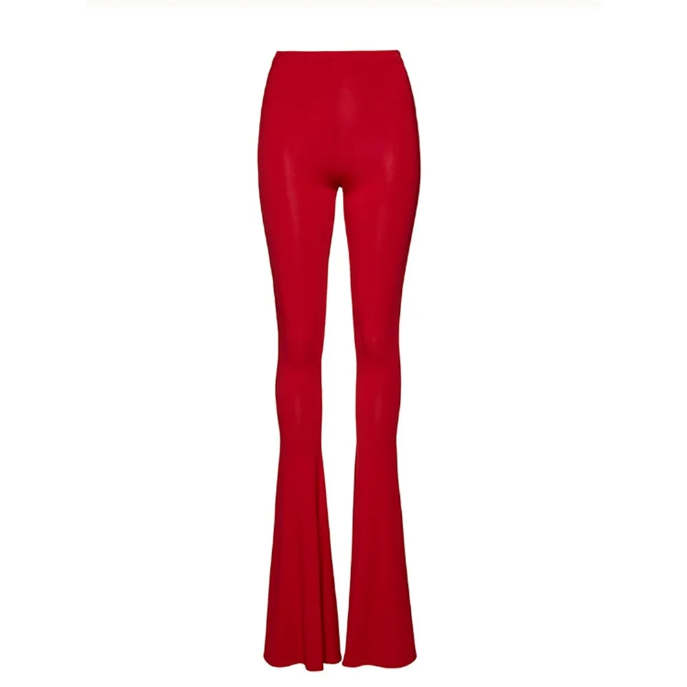 HANNA RED BODYSUIT and FLARED PANTS with ROSE BOW 2 PIECE SET