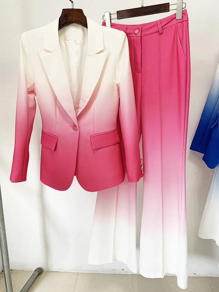 Harlene Collared Blazer and Flared Pants Set