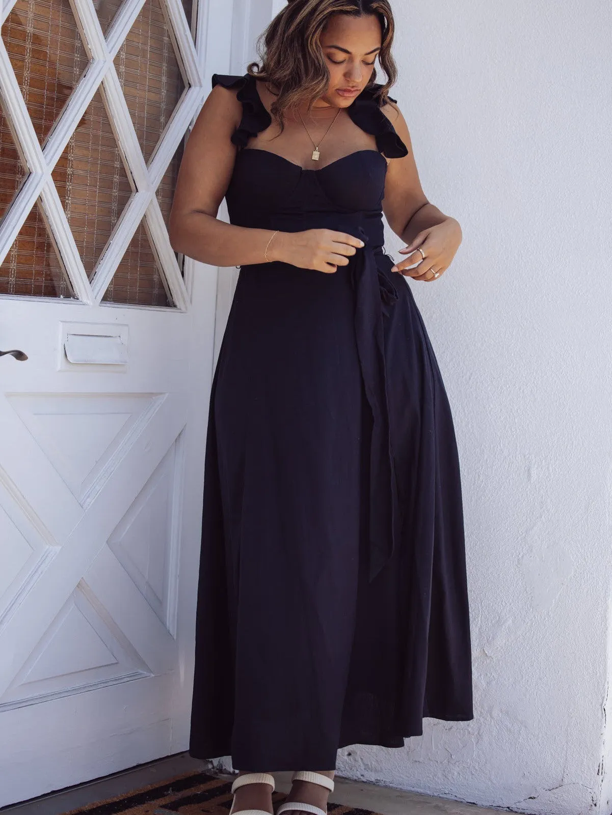 Heaven Sent Corset Flutter Maxi Dress