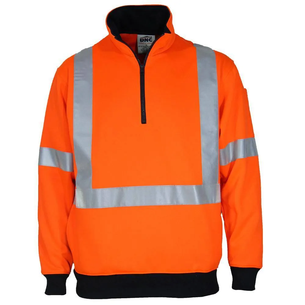 Hi Vis 1/2 Zip X Back Fleecy Jumper