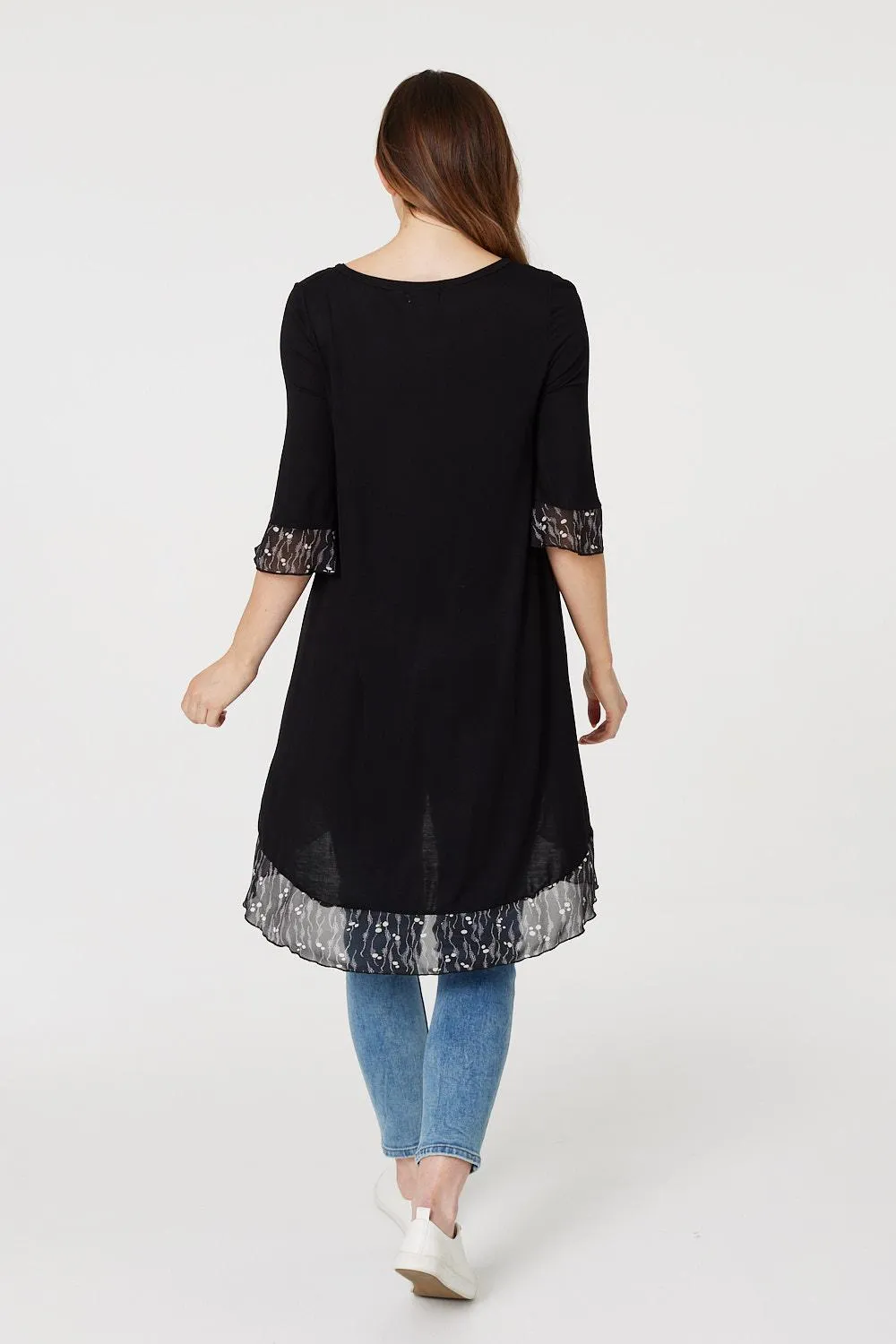 High Low Frilled Hem Tunic Top