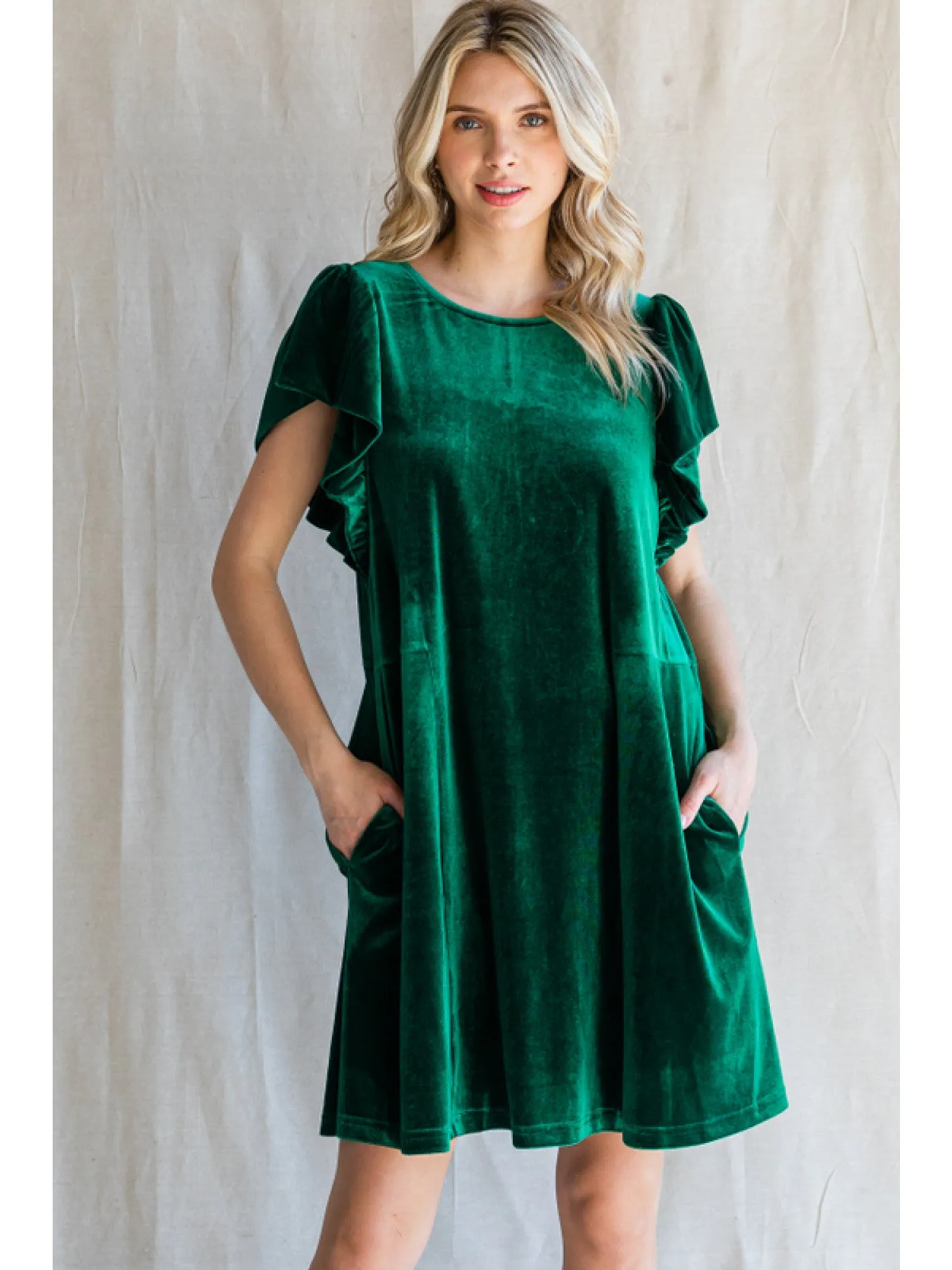 Hunter Green Velvet Dress