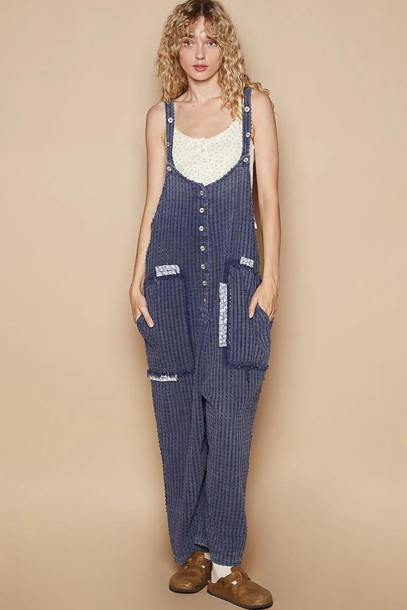 Indigo Textured Overall Pants #561