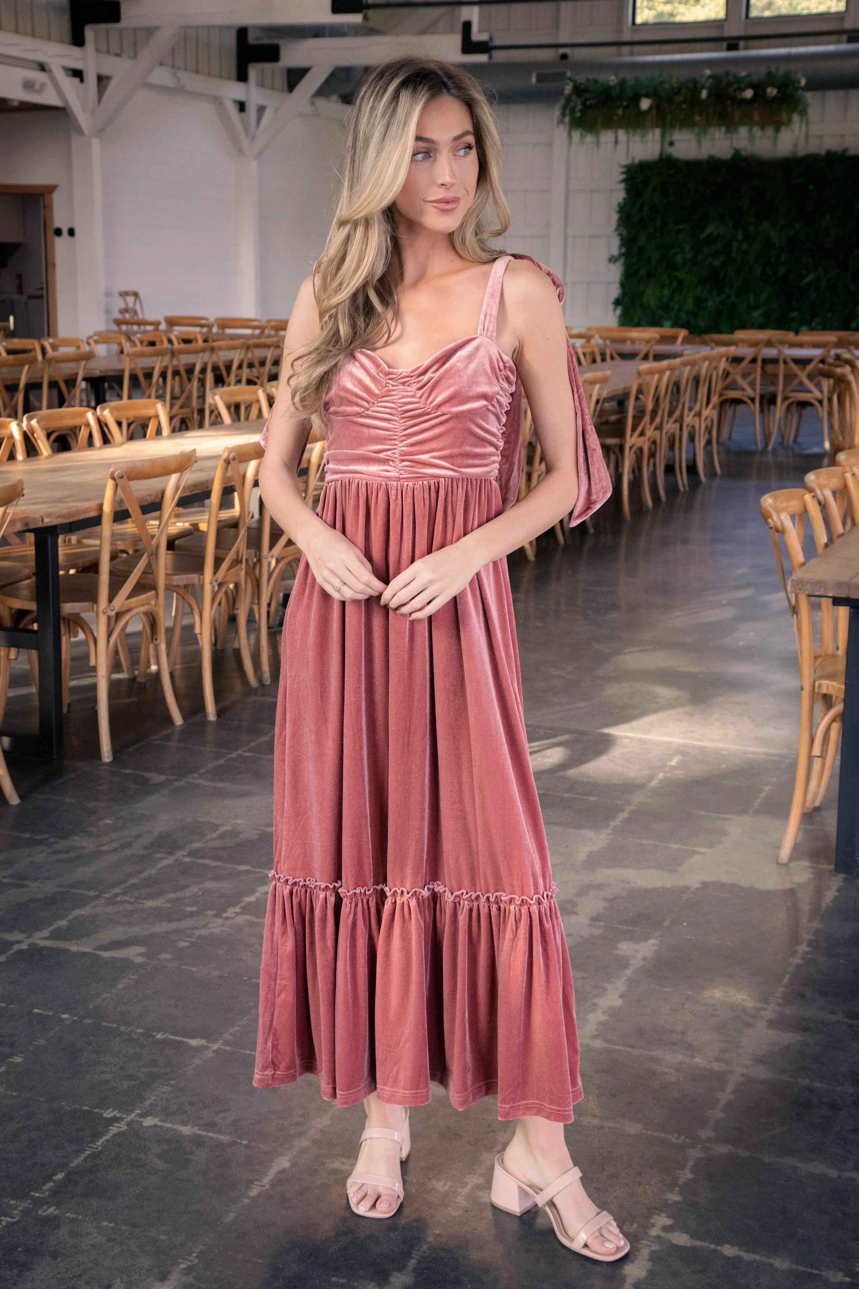 Jules Velvet Maxi Dress, Mauve