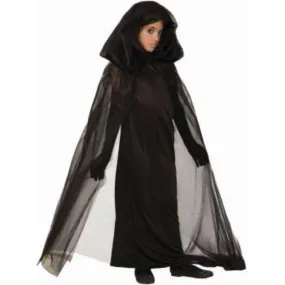 Kids Black Haunted Dress & Cape - S