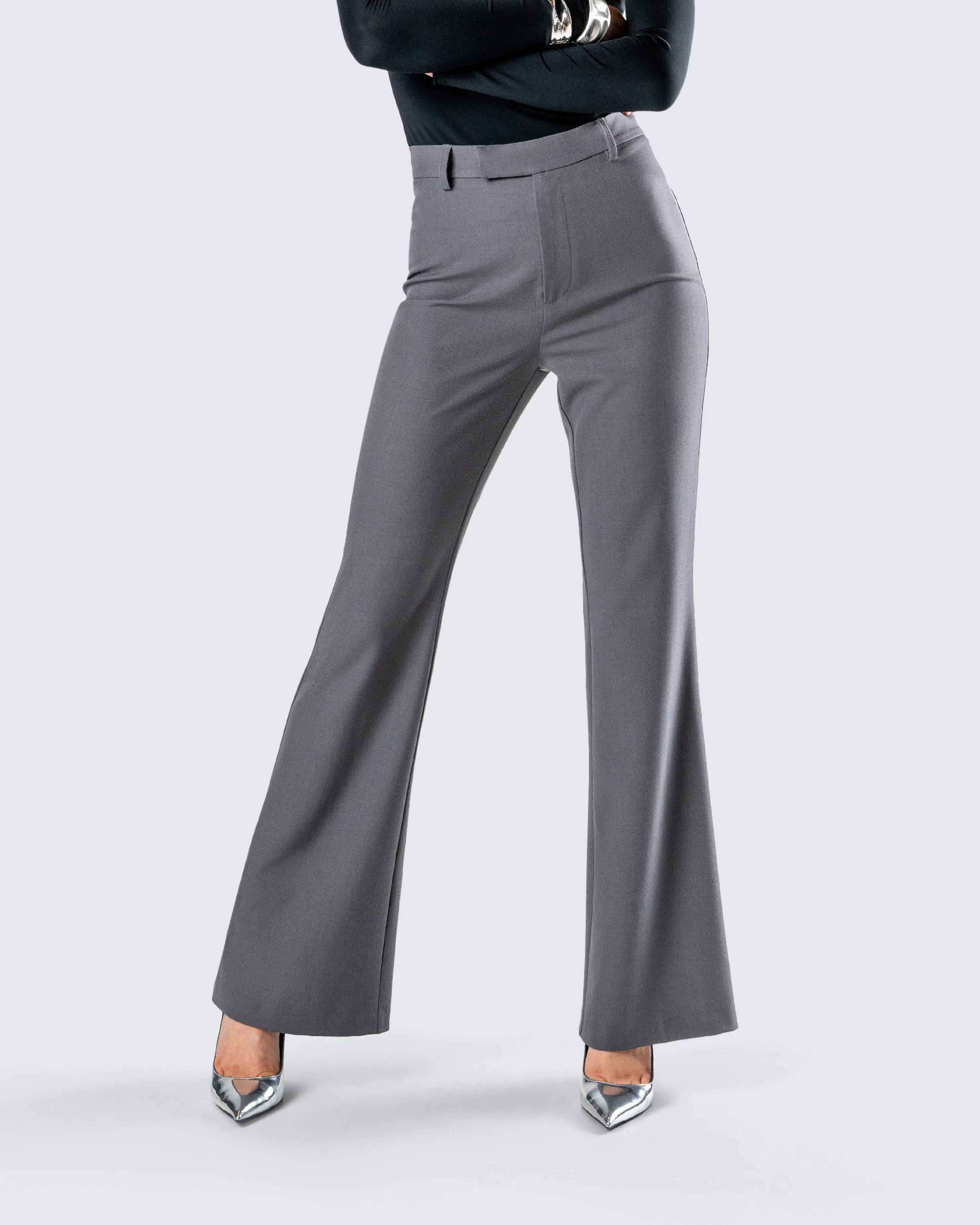 Kimberly Grey Flared Trouser Pant