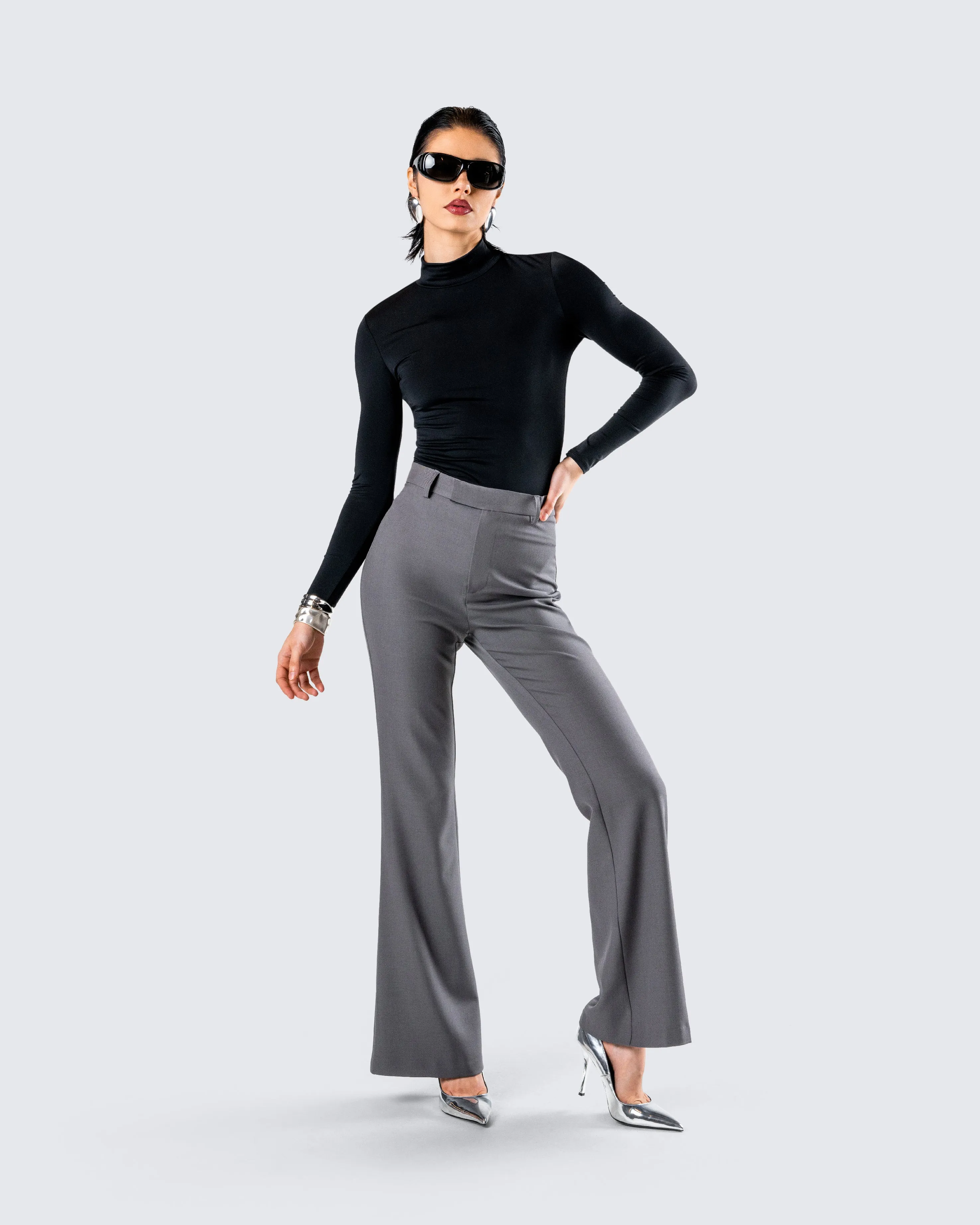 Kimberly Grey Flared Trouser Pant