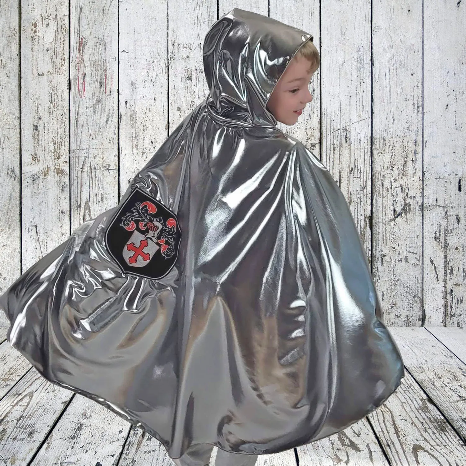 Knight Cape Costume with red crest - For Creative Play and Halloween