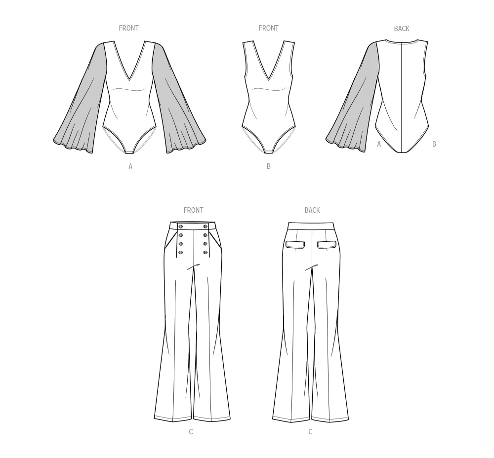 Know Me sewing pattern 2043 Misses’ Bodysuits and Pants